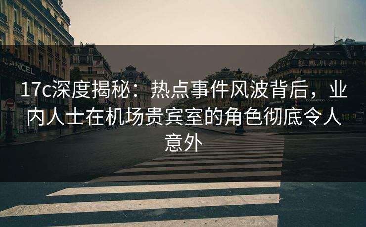 17c深度揭秘：热点事件风波背后，业内人士在机场贵宾室的角色彻底令人意外