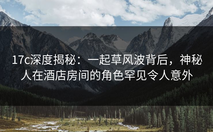 17c深度揭秘：一起草风波背后，神秘人在酒店房间的角色罕见令人意外