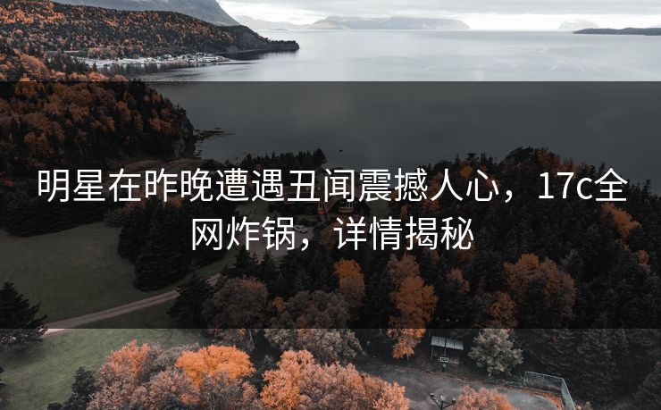 明星在昨晚遭遇丑闻震撼人心，17c全网炸锅，详情揭秘