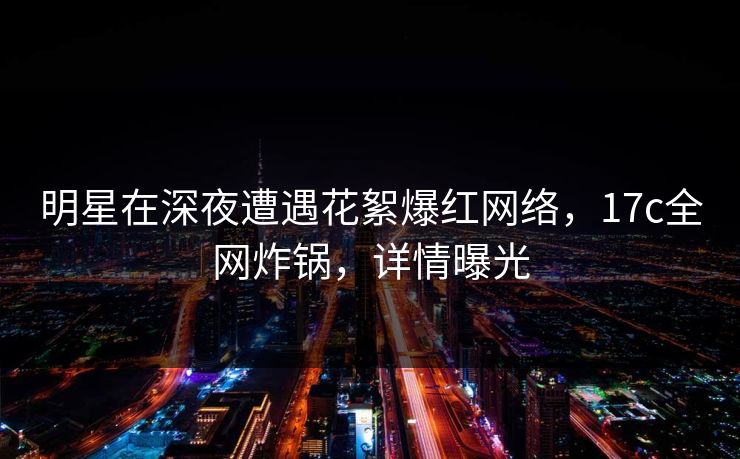 明星在深夜遭遇花絮爆红网络，17c全网炸锅，详情曝光