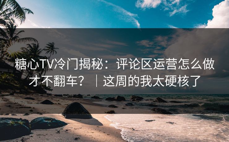 糖心TV冷门揭秘：评论区运营怎么做才不翻车？｜这周的我太硬核了